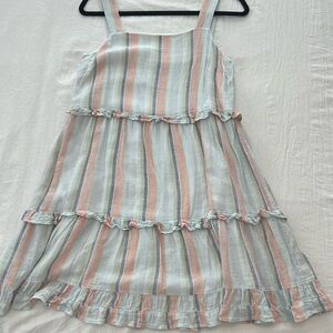 Rails Linen Summer Ruffle Mini  Sleeveless A line Flowy Dress